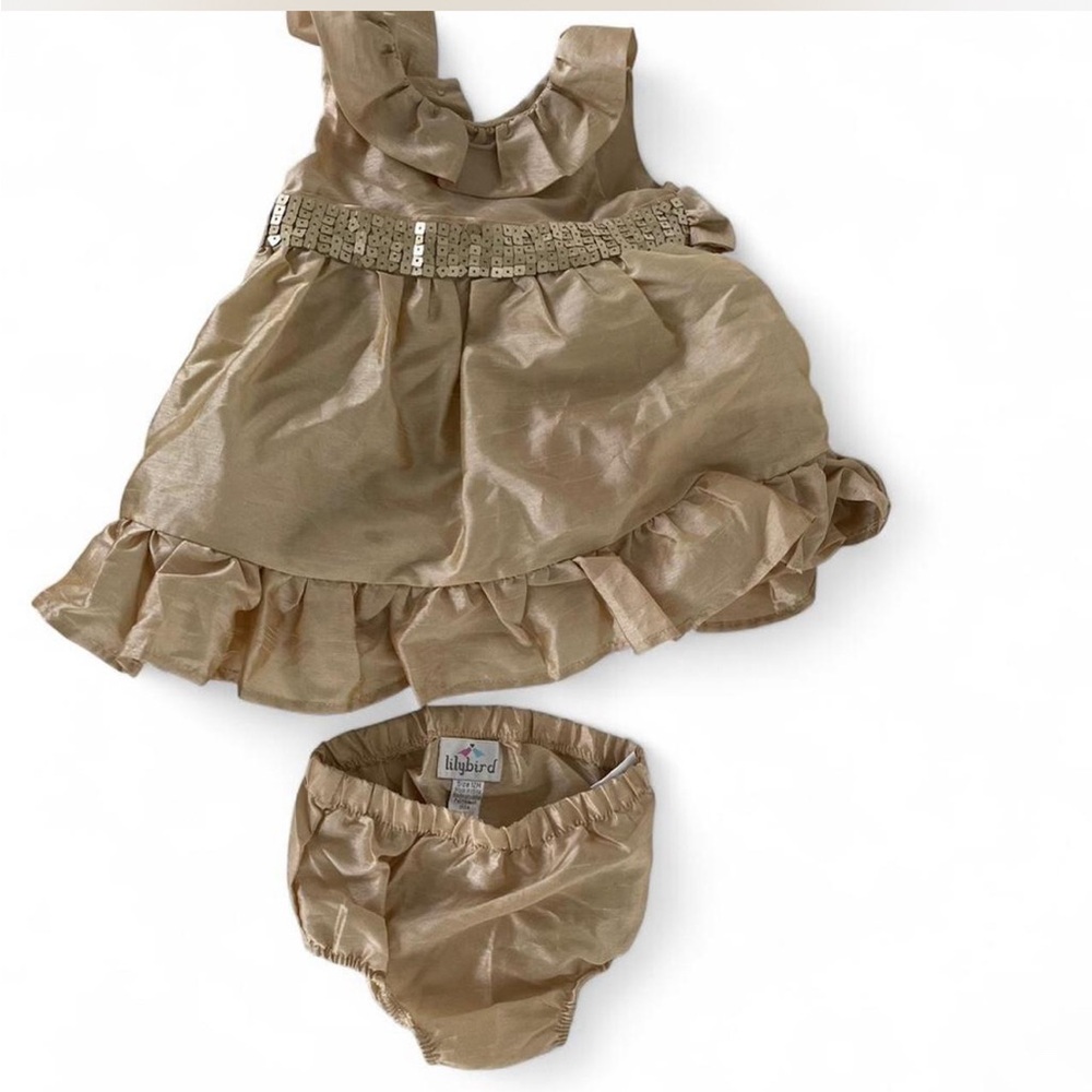 Gold Ruffle Dress Set for Kids